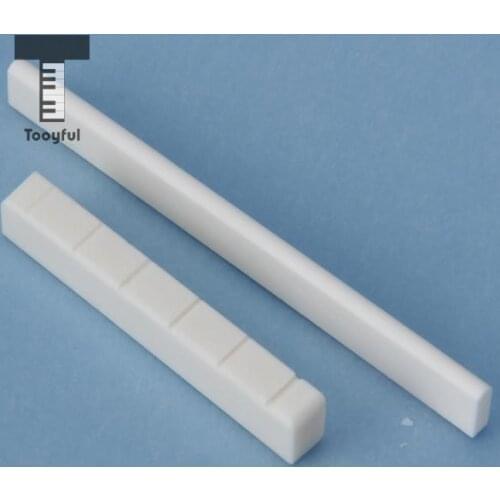 Tooyful White Natural Bone Strings Bridge Saddle Nut Set for Classical Guitar Replacement Musical Instruments Parts