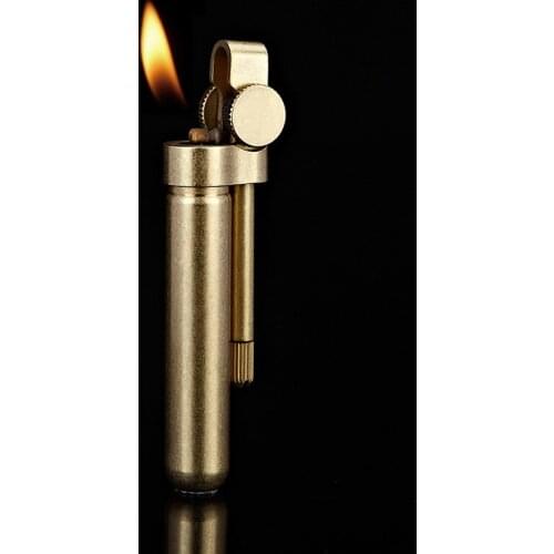 Unusual Vintage Three Trident Pure Brass Flame Flint Kerosene Lighter Cigarette Smoking Accessories Lighter Gadgets for Men
