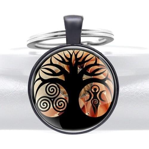 2020 New Fashion Tree of life Glass Dome Key Chain Charm Men Women Jewelry Key Rings