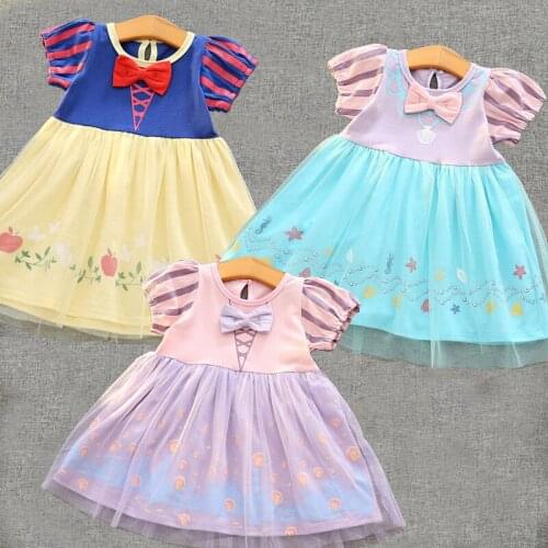 New print gril kids 2-6Y Summer Princess Dress Baby Kids Short Sleeve Dresses Little Girls Clothes Vestidos 2021 CC 05.27