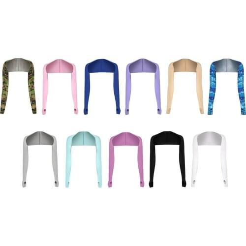 Cooling Shawl Arm Sleeves UV Protection Sun Protector with Finger Hole for Women Men Golfing Riding Outdoor Activities Accs