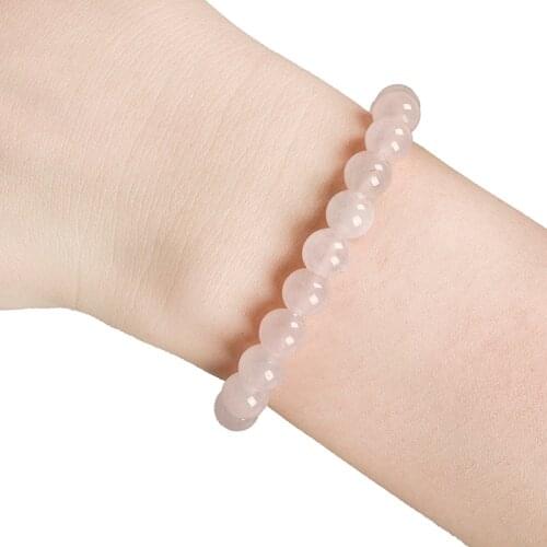 Lovely pink Rounded and Transparent smooth rose quartz Bracelet suitable for ladies and girls gifts