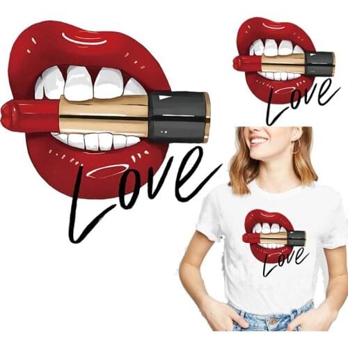 Sexy lip patch iron on patches Iron on transfer for clothing T shirt vinyl transfer stickers for clothes easy printed applique