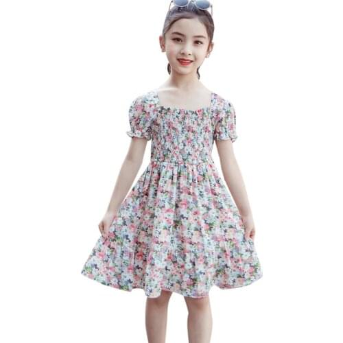 Girl Dresses Floral Girls' Dresses Summer Children Dress Casual Style Girls Costumes Kids 6 8 10 12 14