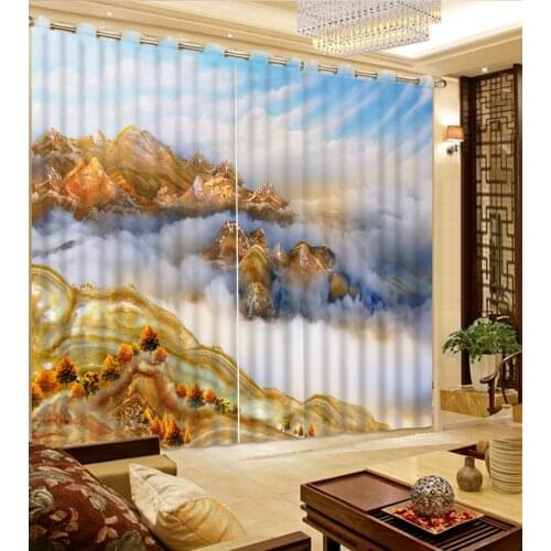 Custom any size 3d curtains Blue sky and white clouds of marble fashion home decor personalized decor