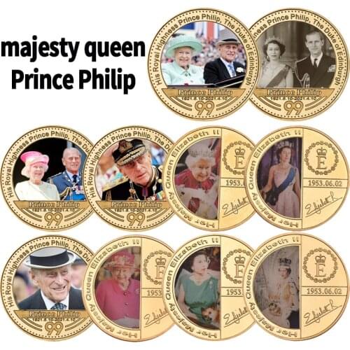 The Prince Philip Duke of Edinburgh Gold Plated Commemorative Coins Set UK Royal Family Queen Challenge Coin Souvenir Gifts