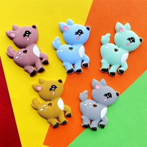 1PCS Sika Deer Silicone Cartoon Animal Baby Teether DIY Teething Toy Chew Animal Shaped Baby Products