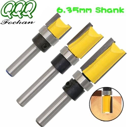 QQQ 1PC 1/4 Shank Template Trim Hinge Mortising Router Bit Straight end mill trimmer cleaning flush trim Tenon Cutter forWoodwor