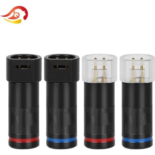QYFANG 1 Pair 2Pin Earphone Plug Wire Connector Black Audio Jack Socket For IE8 IE8I IE80 HiFi Headset Carbon Fiber Line Adapter