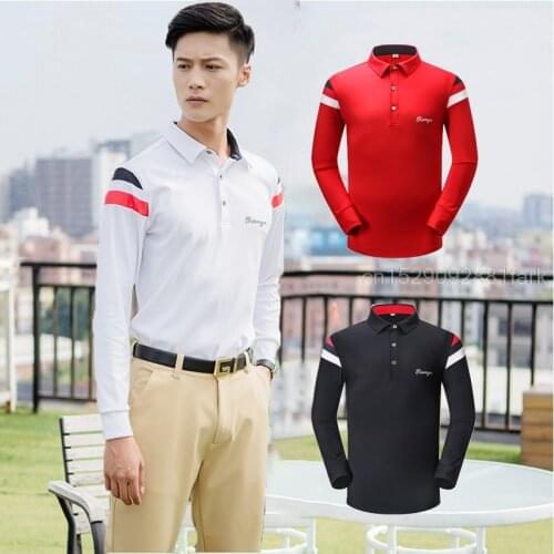Spring Long Sleeve Men Golf Shirts Sportswear Turn Down Collar Pullover Man Outdoor Golf Training Top Clothes Casual Wear