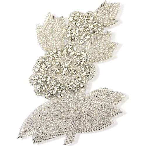 Handmade 3D silver Rhinestone applique For Wedding decoration WRA-1020