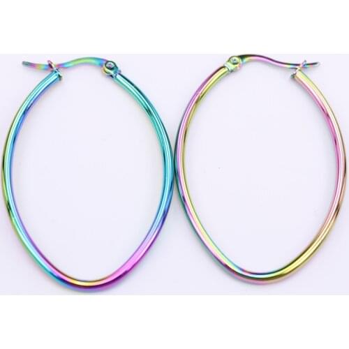 New colors changing Hoop earrings Oval Various sizes 33mm 43mm 53mm 63mm Pretty lady jewelry Party gift LH937