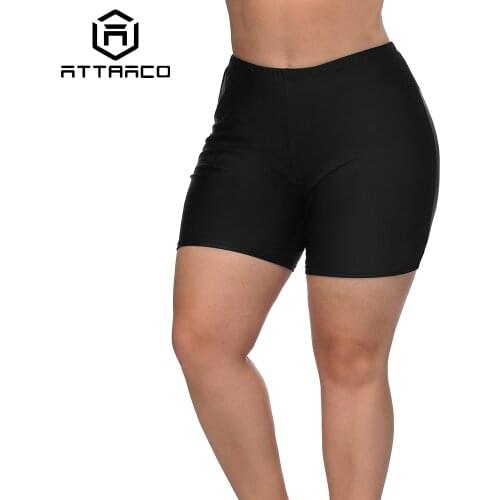 Attraco Womens Plus Size Fat Swimming Shorts High Waist Elastic Ladies Bikini Bottom Swimwear Briefs Board Short Swim Trunks