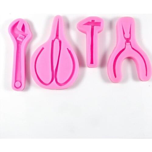 Silicone mold screw scissors hammer wrench pliers hardware tools turn sugar chocolate cake decoration
