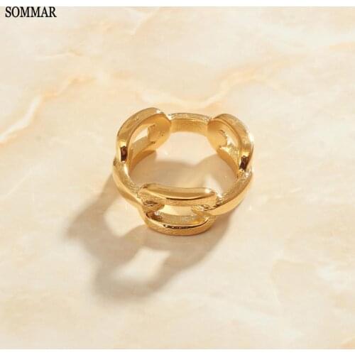 SOMMAR New Beautiful Fashion Gold color Girl rings for women 2021 Temperament chain ring men Top Quality Jewelry