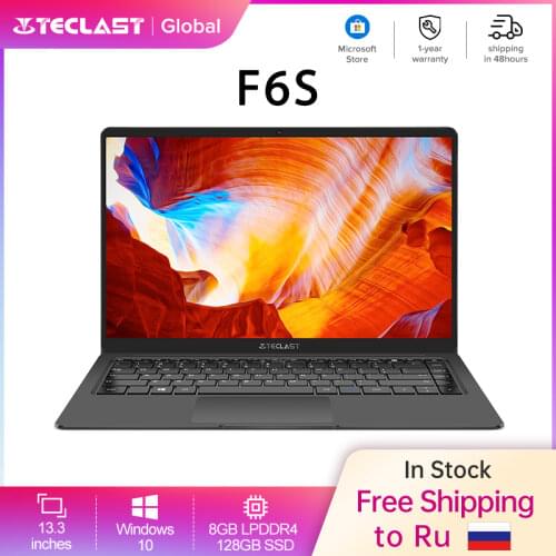 Teclast F6S 13.3'' 1.28 Kg 1920x1080 FHD IPS Light Laptop Intel Apollo Lake Windows 10 Notebook 8GB LPDDR4 128GB SSD