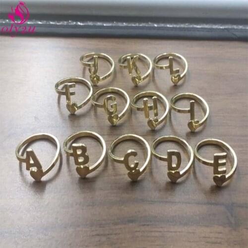Solid A-Z Letter Golden Metal Stainless Steel Open Ring Initials Name Letter Female Party Chunky Fashion Wedding Jewelry кольца