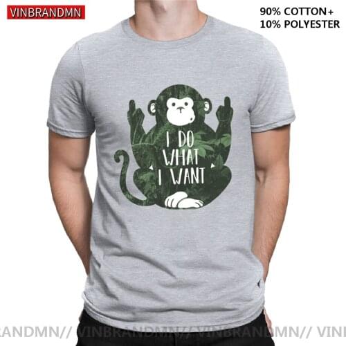 Vinbrandmn Funny Monkey I Do What I Want Tshirt men Joke Rude Middle Finger Jungle Animal Monkeys T-shirt Causal Cartoon Top Tee