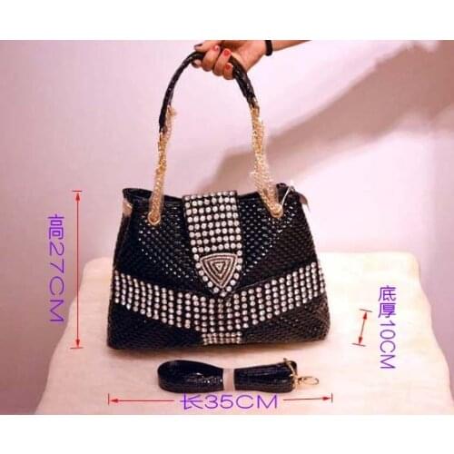 Womens handbag shoulder slung female bag with diamond rhinestones with fashion new large capacity shell big bag