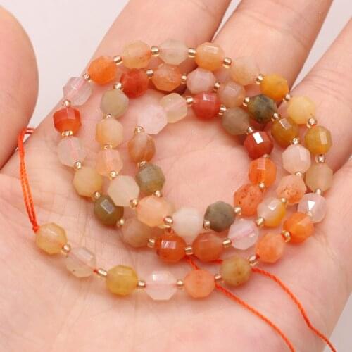Beaded Natural Stone Color Rutilated Quartz Exquisite Irregular Round Faceted Beads For Jewelry Making DIY Female Bracelet 6mm