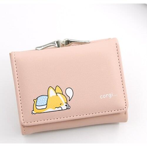 Women Small Cartoon Wallets Cute Corgi Doge Clutch Design Ladies PU Leather Wallets Female Short Money Purses With Coin Pocket