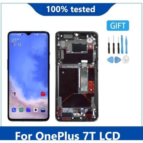 6.55" Original OLED For OnePlus 7T LCD Screen Display For OnePlus Seven T LCD Display Touch Panel Digitizer With frame 90HZ