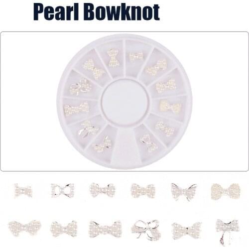 1Wheel Nails Stud Alloy Rhinestone Gold Silver Stud Rivet Charming Crystal Pearl Crown/Bow-knot....Nail Tips Art Accessory Studs