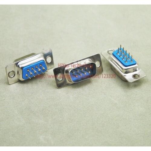 10pcs/lot) RS232 Parallel Serial Port DP9 DB9 9 Pin D Sub Male PCB Type Connector DB9 Socket Plug COM Adapter
