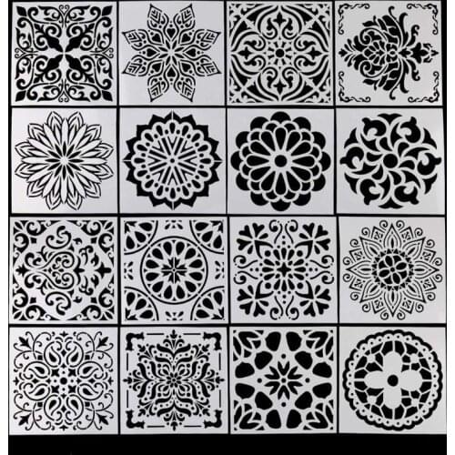 16pcs/set Mandala Drawing Template Ruler Stencil Painting Board DIY Album Decoration Tool Craft School Supply