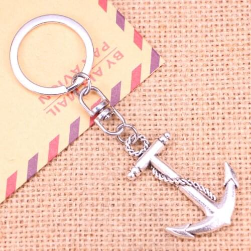 20pcs New Fashion Keychain 44x30mm anchor sea Pendants DIY Men Jewelry Car Key Chain Ring Holder Souvenir For Gift