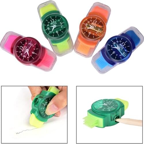 3 In 1 Mini Lovely Kawaii Novelty Wristwatch Modeling Pencil Sharpener With Eraser And Brush School Stationery Supplies ZMONH