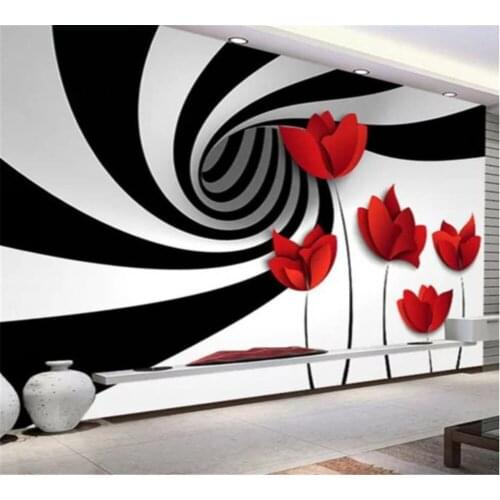 Beibehang Mode romantische Hintergrundwand schwarz weiß 3d Stereo Wohnzimmer Sofa TV Hintergrund Tapetenmalerei papel de parede