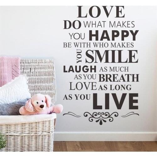 56x86cm Fashion Home Decor Removable Quotes Decals Love do what makes you happy Vinyl PVC Room Decoration Home Decals BF-2
