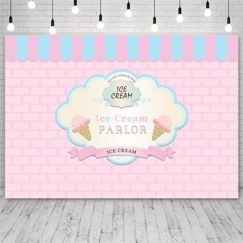Avezano Backdrops Birthday Ice Cream Parlor Girl Pink Brick Photography Background Photo Studio Photozone Photocall Decor Props