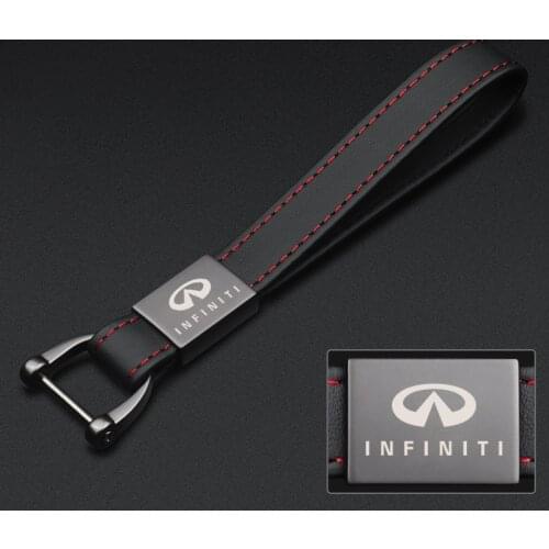 With Logo Car Keychain For Infiniti Q50L Key Ring M25 QX70 L60 FX35 ESQ G25 QX50 2020 Genuine Leather Alloy Car Keychain