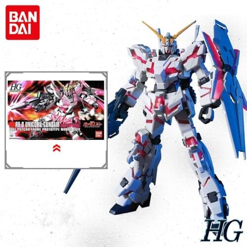 Bandai Gundam HGUC 100 1/144 RX0 UNICORN Destroy Mode Full Psycho Frame Prototype Mobile Suit PVC Action Anime Figure Toys