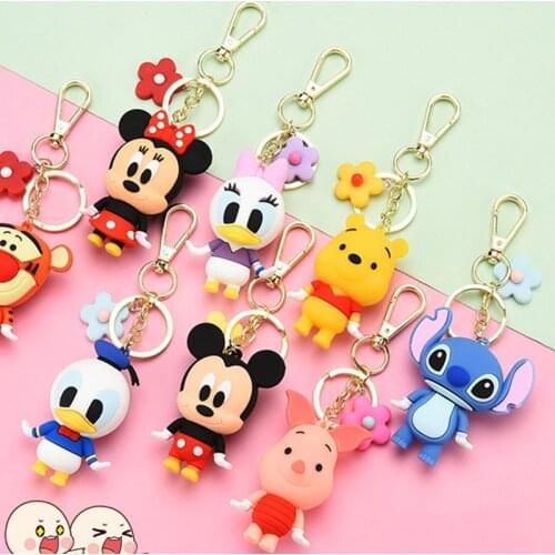 Disney Children Doll Pendatn Mickey Mouse Donald Duck Keychain Bag Pendant Small Gift Bag Flowers Key chain Event souvenirs