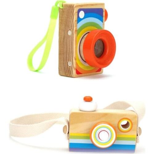 Nordic Hanging Wooden Camera Montessori Toy with Strap Children Kids Room Decoration Photography Props Gifts