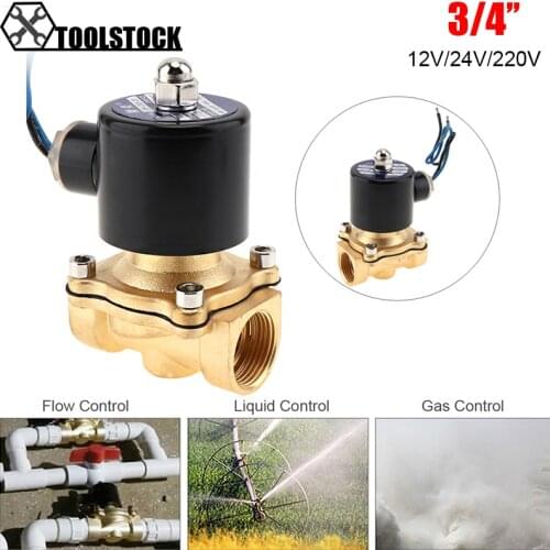 3/4" Electric Solenoid Valve DC 12/24V AC 110/220V Water Solenoid Valve Brass Pneumatic Valve for Water / Oil / Gas