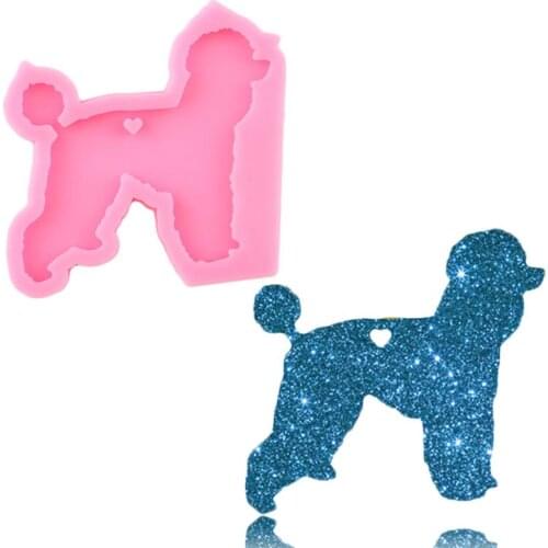 Glossy Dog Shape Silicone Mold Keychain Making Molds Necklace Jewelry Epoxy Resin Crafting Mould DIY Handmade Charms Molds
