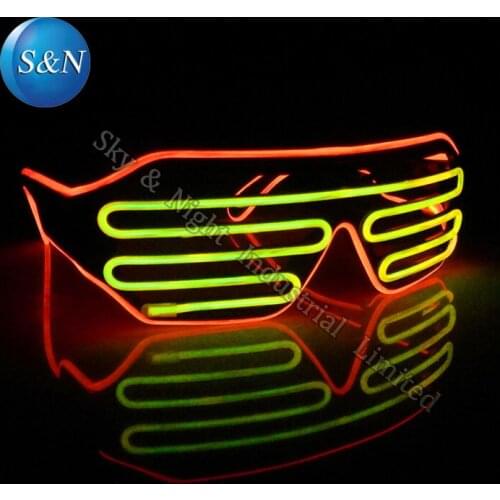Red+Yellow ) Mix color EL shutter glasses Fashion Glasses+Sound Inverter + Free Shipping