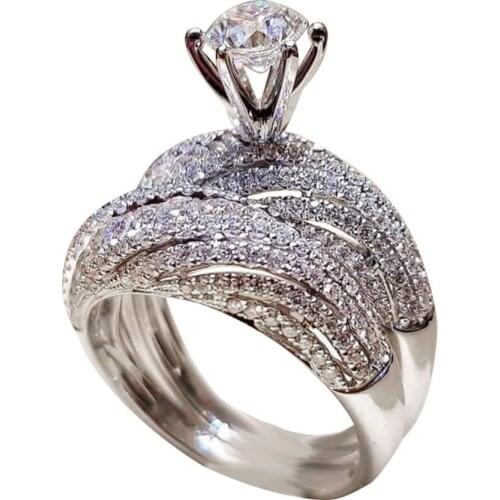 Hot Sales!! Vintage Women Round Wedding Charm Finger Ring Rhinestone Party Jewelry Gifts