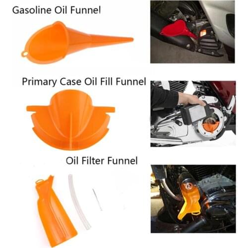 Motorcycle Orange Drip-Free Oil Filter Funnel Primary Case Oil Fill Funnel For Sportster Softail Dyna Touring Models Moto