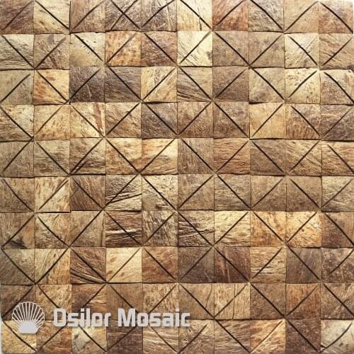 Southeast Asia style natural 100% coconut shell mosaic tile for house decoration