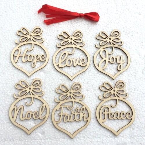 Set of 6pcs Wooden MDF Faith Noel Tags Christmas Party Decoration Scrapbooking