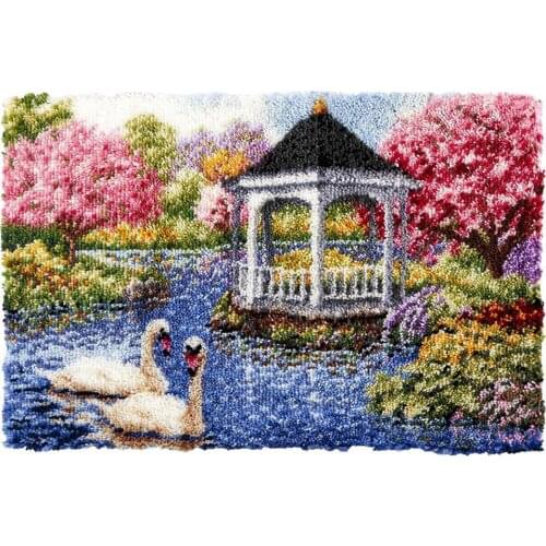 Tapestry Kits Scenery Latch Hook Rug Kits for Adults with Printed Canvas Carpet Embroidery Needlework Button Package DIY Rugs