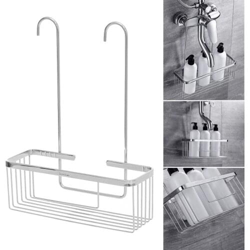 Bathroom Kitchen Storage Rack Organizer Hanging Rack Shelf Basket Stainless Steel Shampoo Shelves Holder Storage Basket Silver