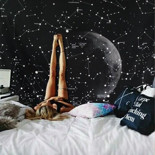 130x150cm 148x200cm Galaxy Constellation Pattern Tapestries Starry Sky Printed Wall Hanging Wall Decoration Tapestry Beach Mat