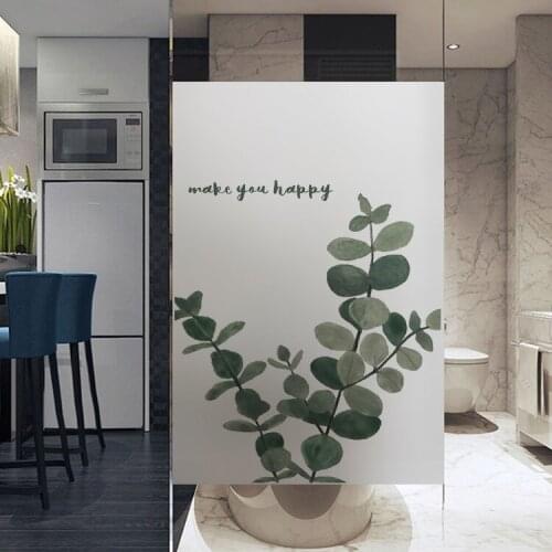Nordic green plants Window film glass stickers opaque shading bedroom glass door decoration film window stickers YYLZ1001
