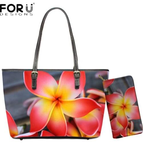 FORUDESIGNS New Fashion Flower Style Bags for Women 3D Beauty Plumeria Pattern PU Handbags Zipper Waterproof Shoulder Bag Purses